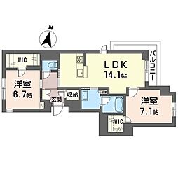 ラ リノ 2LDKの間取図画像