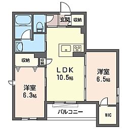 オークレジデンス 2LDKの間取図画像