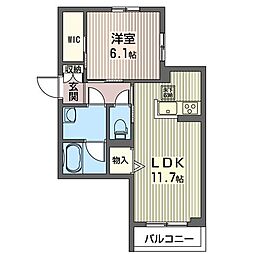 リュミエール 1LDKの間取図画像