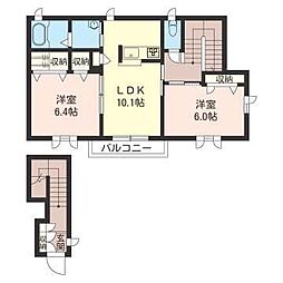 蔵楽1 2LDKの間取図画像