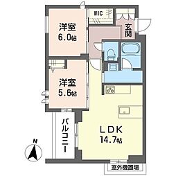 クレスティーク 2LDKの間取図画像