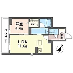 ボヌールカイエ 1LDKの間取図画像