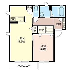 クレアトゥール1 1LDKの間取図画像