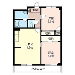 サープラスA 2LDKの間取図画像