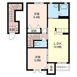 ヴィラーチェ・Ｓ 2階2LDKの間取り