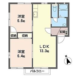 メゾン仲道N 2LDKの間取図画像