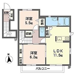 フォレストマスターズA 2LDKの間取図画像