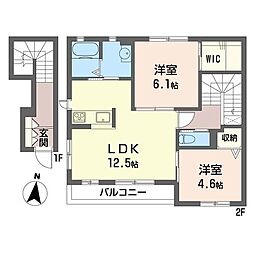 フォレストマスターズB 2LDKの間取図画像