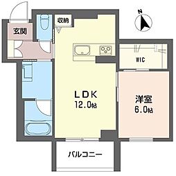 グランブルー武蔵浦和 1LDKの間取図画像