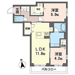 グラン　フェリーチェ 00302 3階2LDKの間取り