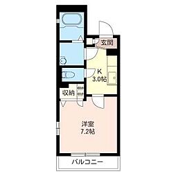 リーセントヒルズ2 1Kの間取図画像