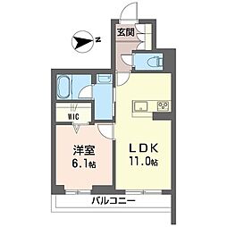 アーヴェル 1LDKの間取図画像