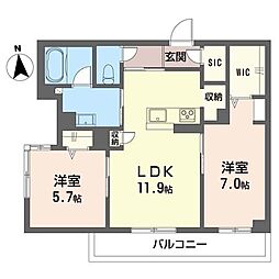 ロサミア 2LDKの間取図画像