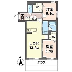 ロサミア 2LDKの間取図画像