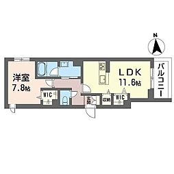 ロサミア 1LDKの間取図画像