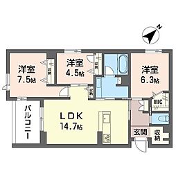 Maliena 3LDKの間取図画像