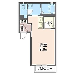 パティオ北柏台B ワンルームの間取図画像
