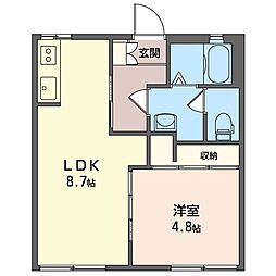 サンハイツ 1LDKの間取図画像