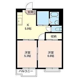 パルセ菊名 2Kの間取図画像