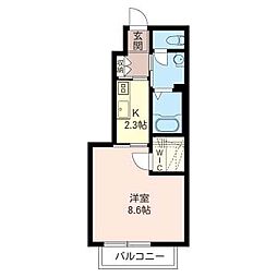 グランディールA 1Kの間取図画像