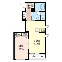 プレジール 1LDKの間取図画像