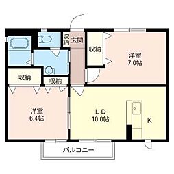 グランシード市川 2LDKの間取図画像