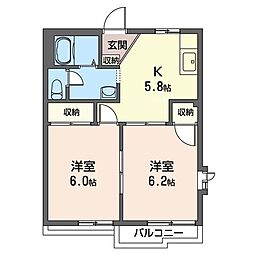 モミの丘B 2Kの間取図画像