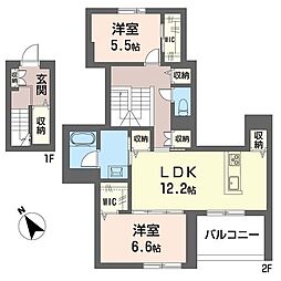 ラリシェス 2LDKの間取図画像