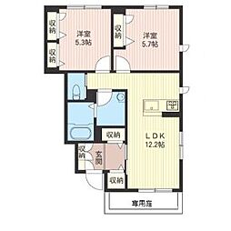 クオーレA 2LDKの間取図画像