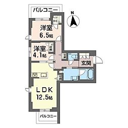 目黒ガーディアンヒルズ 2LDKの間取図画像