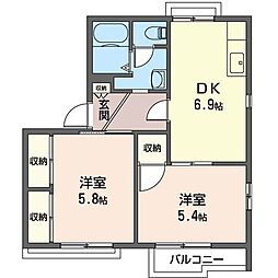 アークハイム 2DKの間取図画像