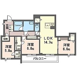 リラフォート 3LDKの間取図画像
