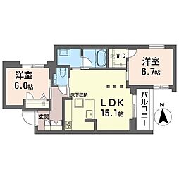 ハレ アネラ 2LDKの間取図画像