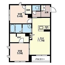 ブリリアントペガサス 2LDKの間取図画像