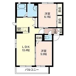 ボヌールA 2LDKの間取図画像
