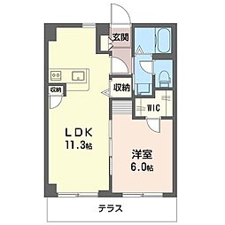 シュロス田村 1LDKの間取図画像