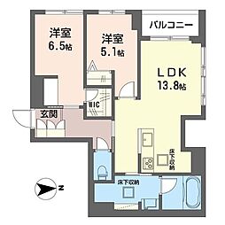 ヴォーラ三郷中央 2LDKの間取図画像