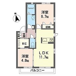 マレージュ 2LDKの間取図画像