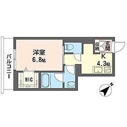 リリープランドールワセダ 1Kの間取図画像