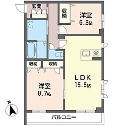 シャインホープ 2LDKの間取図画像