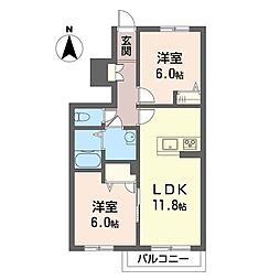 アコリエンツァ2 2LDKの間取図画像