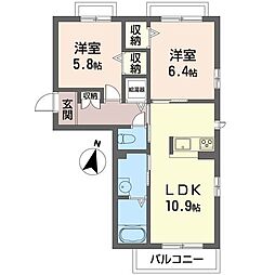 ブルックスター1 2LDKの間取図画像