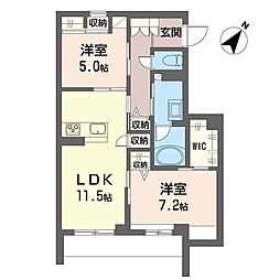 グランディール 2LDKの間取図画像
