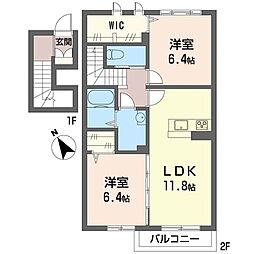 ブランシュ2 2LDKの間取図画像