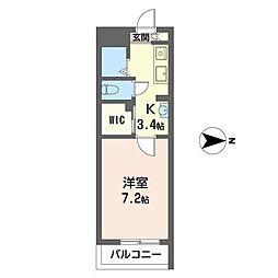 URBAN2 1Kの間取図画像