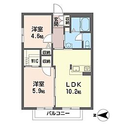 アーバンハウス上落合 2LDKの間取図画像
