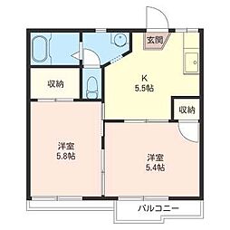 ドミールフサエ 2Kの間取図画像
