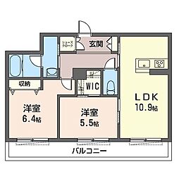 セントリビエ横浜・都筑 2LDKの間取図画像