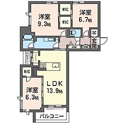 グランピアーナ 3LDKの間取図画像