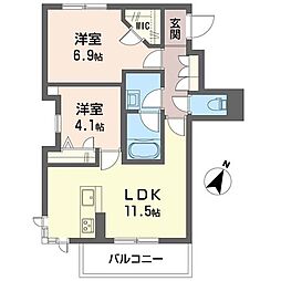 ヴィーブル 2LDKの間取図画像